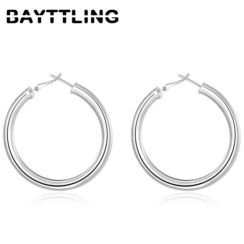 50MM 925 Sterling Silver Glossy Large Circle Hoop Earrings For Fashion Women Charm Party Jewelry Gifts Earrings Wholesale