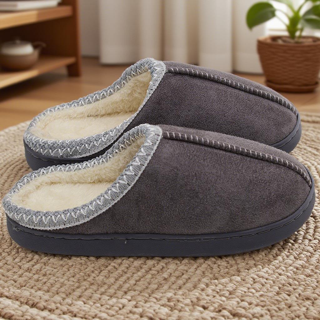 Cotton slippers winter indoor home couple thick bottom warm suede fluffy slippers winter wear