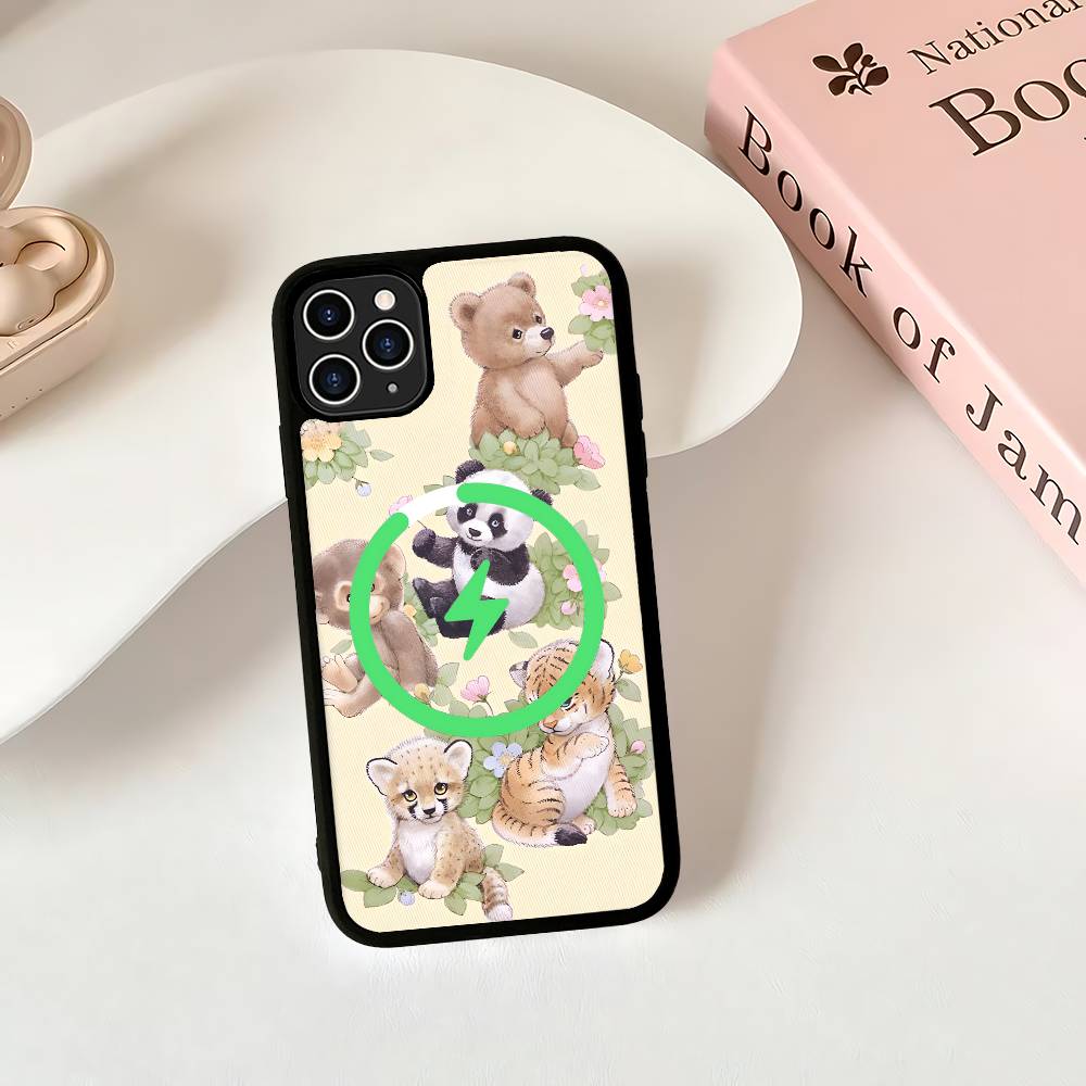 

Wildflower Safari Babies Bear For Magsafe Phone Case For IPhone 17 Air 16 15 14 13 12 11 Pro Max Plus Shockproof Cover iPhone 16pro max