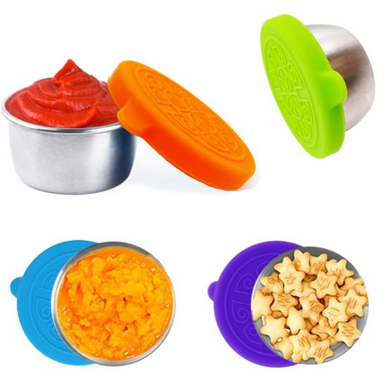 50ml Sauce Container Leakproof Reusable Pack Sauces Stainless Steel Dipping Sauce Cup with Silicone Lid for Lunch Box