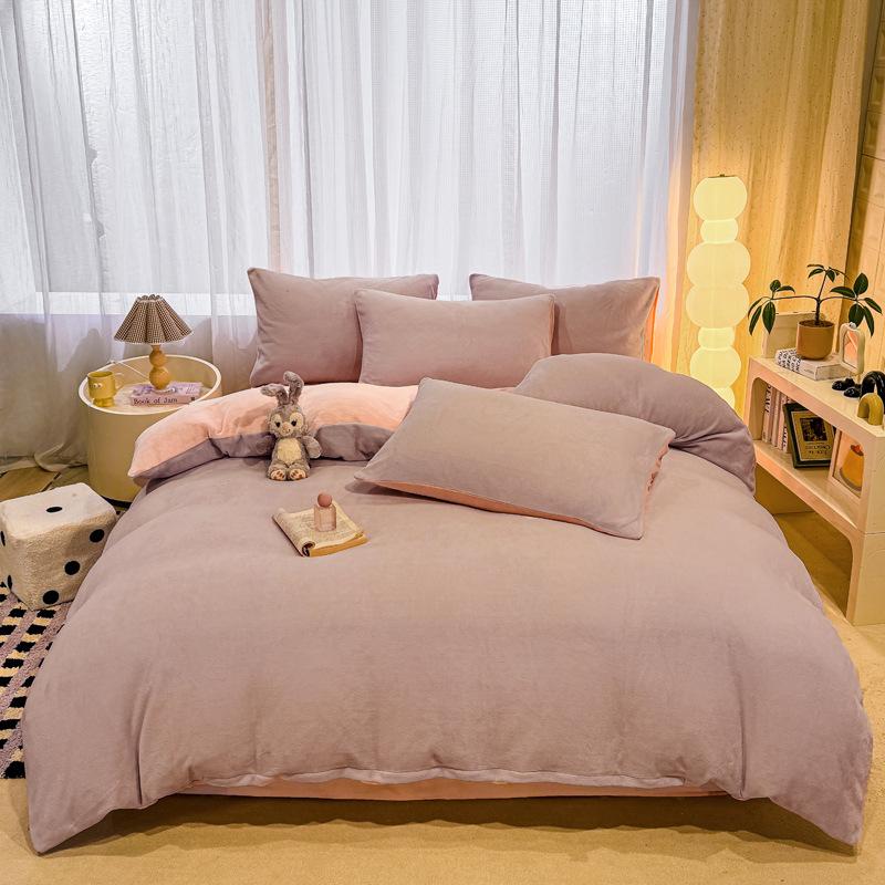 

Утолщенный Молочный Флис Однотонный Контрастный Цвет Двухцветный Комплект из Четырех Предметов Коралловый Флис Комплект из Трех Предметов Студенческое Общежитие Пододеяльник 1.2m sheet 3pc