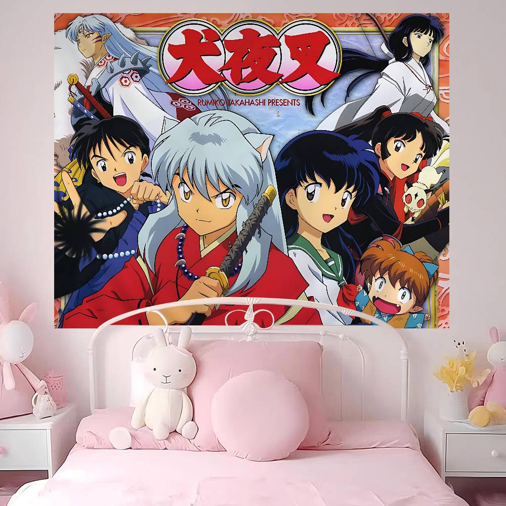 Japanese Anime Inuyasha Anime Tapestry Hanging Tarot Hippie Wall Rugs Dorm Wall Hanging Sheets