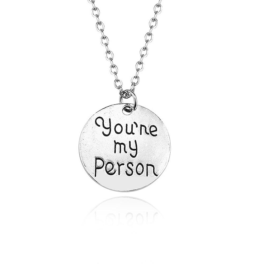 Fashion Round Medallion Neck Chain with YOU ARE MY PERSON Letters Creative Lover Necklace