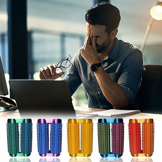 3D Printed Spiky Roller Fidget Toy Anxiety Stress Relief Kids Teens Adults Handheld Bumpy Rolling Massage Stick Portable Double-Rows Roller Sensory
