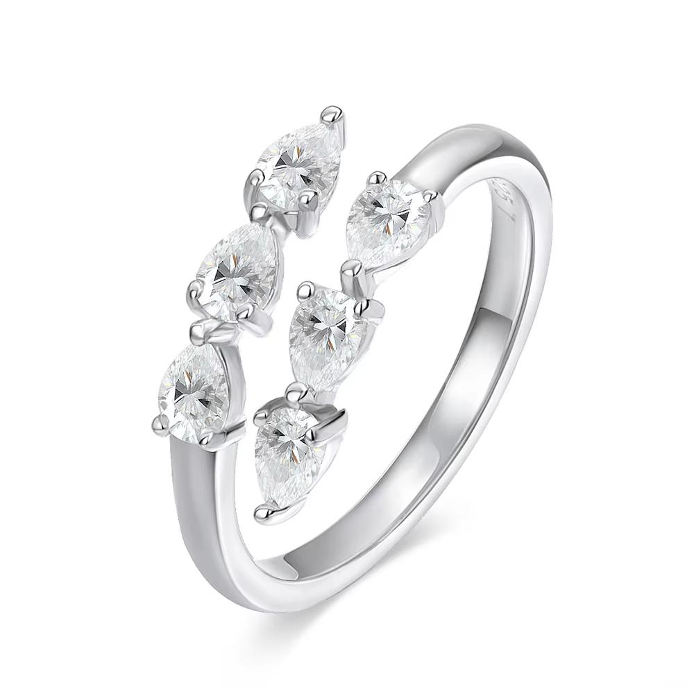 Smyoue Test Passed 3*4MM Moissanite Rings for Women Lab Diamond Wedding Band 925 Silver Female Crown Single Tail Ring