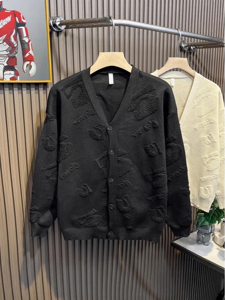 Cardigan Pulover Tricotat cu Decolteu în V pentru Bărbați - Mânecă Scurtă, Jachetă Streetwear de Înaltă Calitate pentru Primăvară/Toamnă