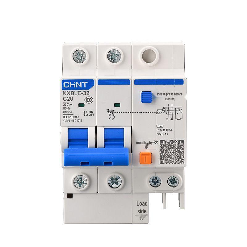 Chint 2P MCB Circuit Breaker with Air Switch, 220V RCD, 32A/63A, for Three-Phase Household Electrical Protection