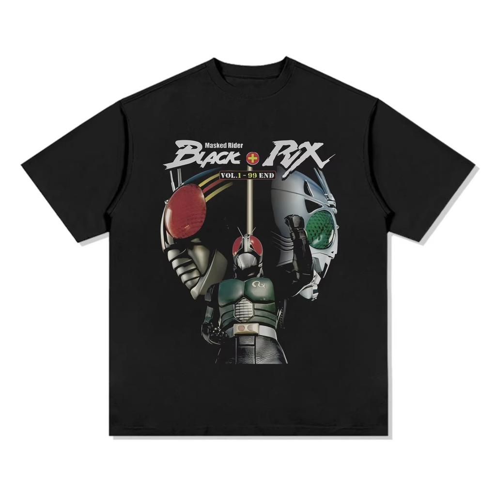 New Arrival Japanese Animationr Kamen Rider Cotton T-shirt Vintage Print Tees Summer Kids and Adults Short-sleeved Top