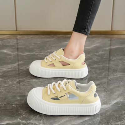 Summer New Ins Learn Hollow Breathable Thick Sole Heightening Casual Shoes Board Shoes