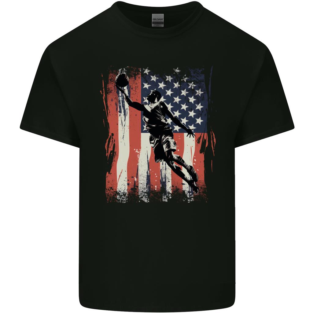 Basketball Player Flag USA America Unisexs Light Cotton TShirt