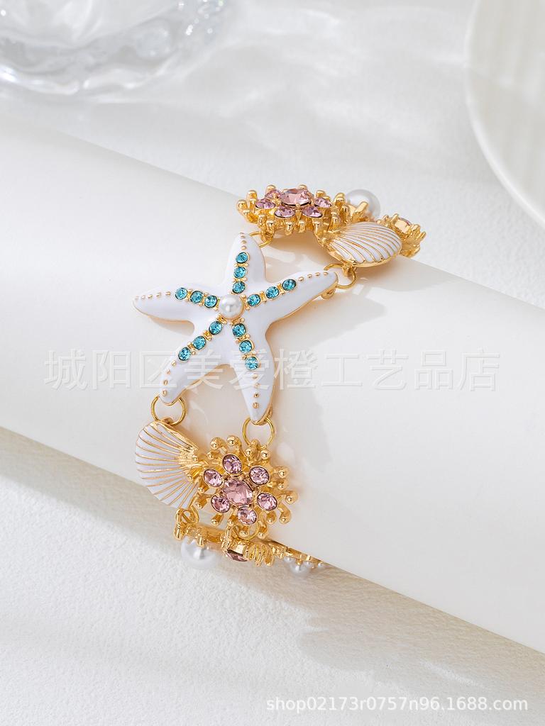 Beach Vacation Style, Ocean Starfish, Shell Bracelet, Female Bohemian Feng Shui Jewelry, Spring And Summer Tide