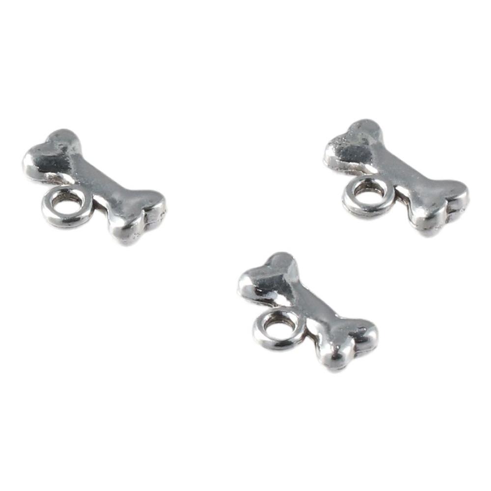 120pcs Sliver Alloy Pet Dog Bone Charms Dog Bone Shaped Pet Dog Bone Charms for DIY Crafts