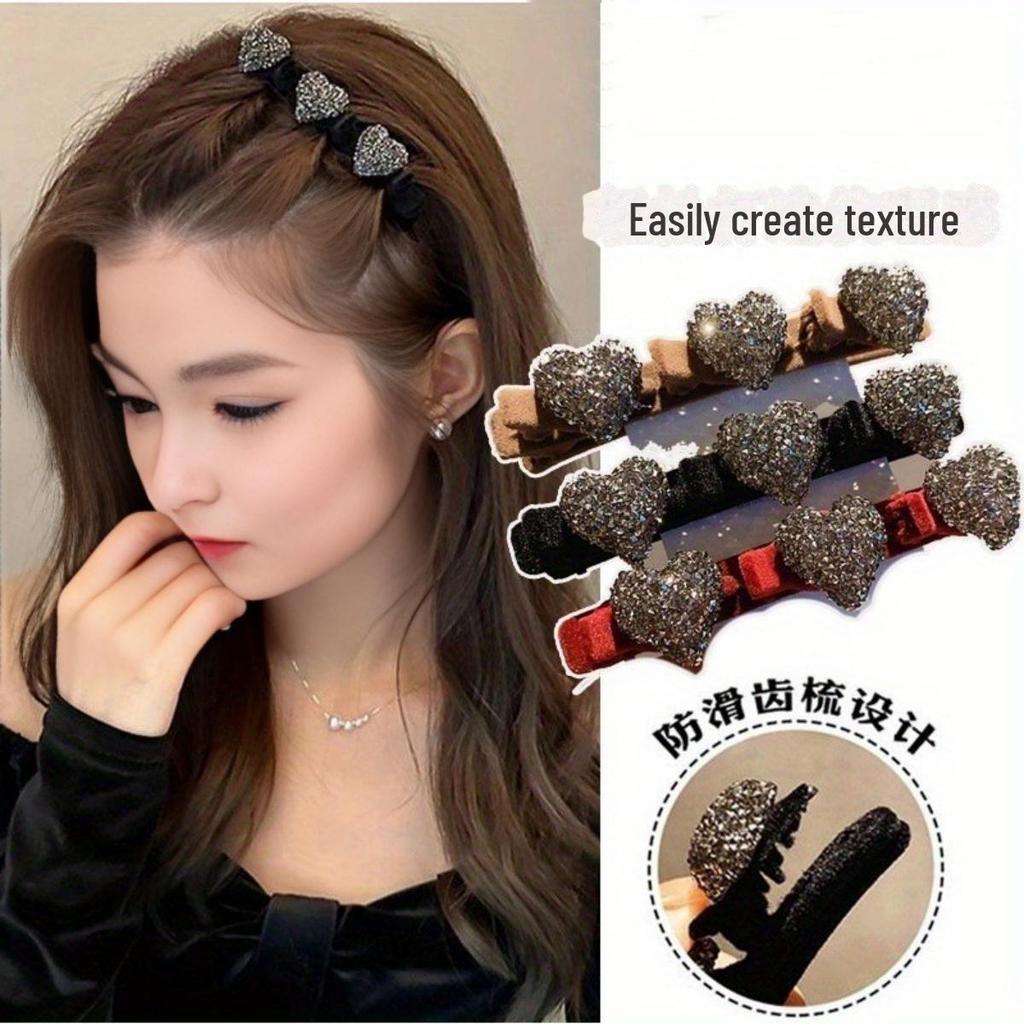 Flocking Love Diamond Hair Clip: New Year's Hair Braiding & Bangs Accessory
