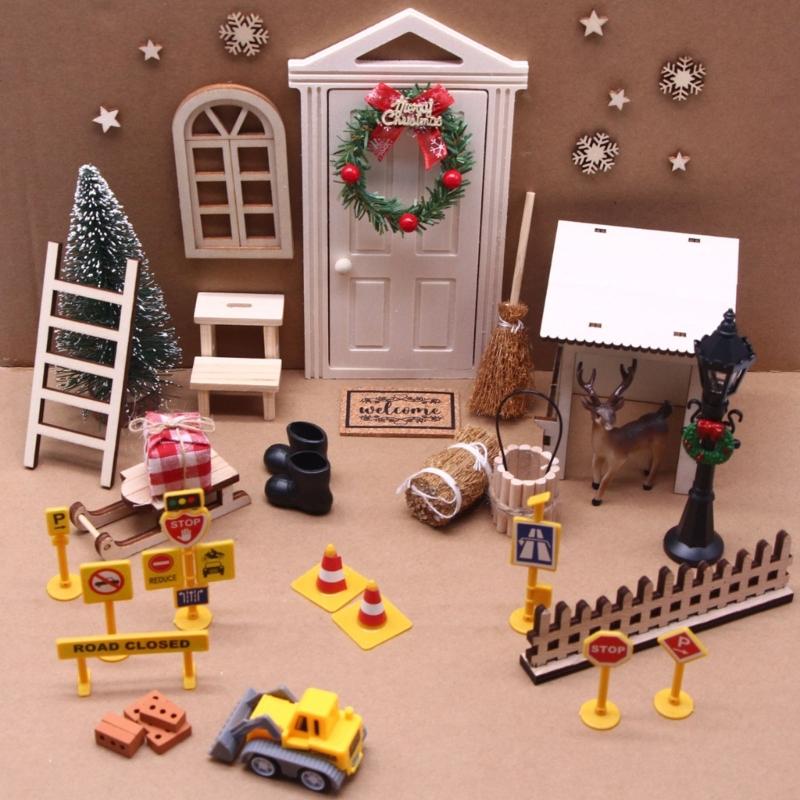 Natural Wood Texture Tiny Home Holiday Items 42Pcs DIY Seasonal Display Safe For Children