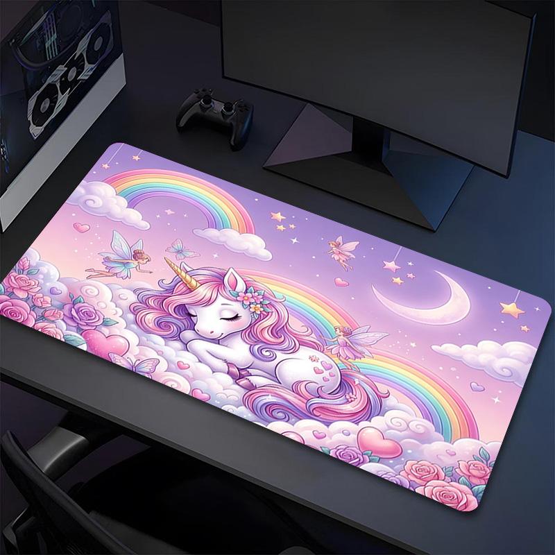 Unicorn Dreams Xl Gaming Mouse Pad Nonslip Rubber Base Stitched Edge Waterproof Desk Mat For Pc Laptop Gamer Office Computer Accessories C927668