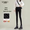 Women's Black Lambswool Leggings: Warm, Thickened Fleece-Lined, Slim Pencil Style, Ideal for Autumn/Winter 2025