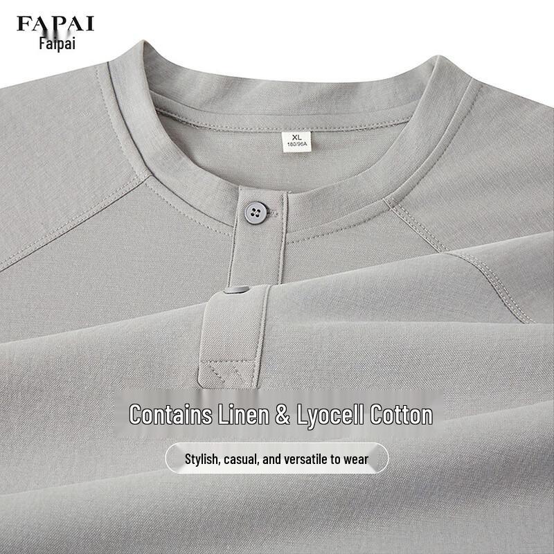 

FAPAI Men s Round Neck T-Shirt with Linen & Tencel Cotton 2XL 54
