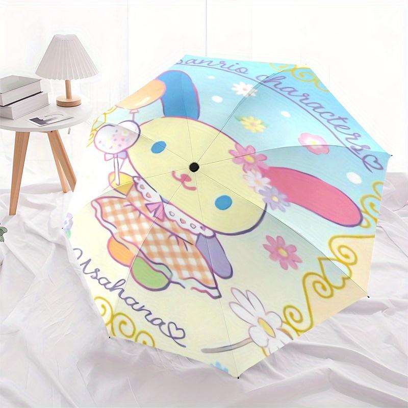 Sanrio Characters,Usahana Automatic Folding Umbrella Simple 8 Rib Design, Bright Cartoon Pattern, Durable Iron Frame, Suitable For Travel, O