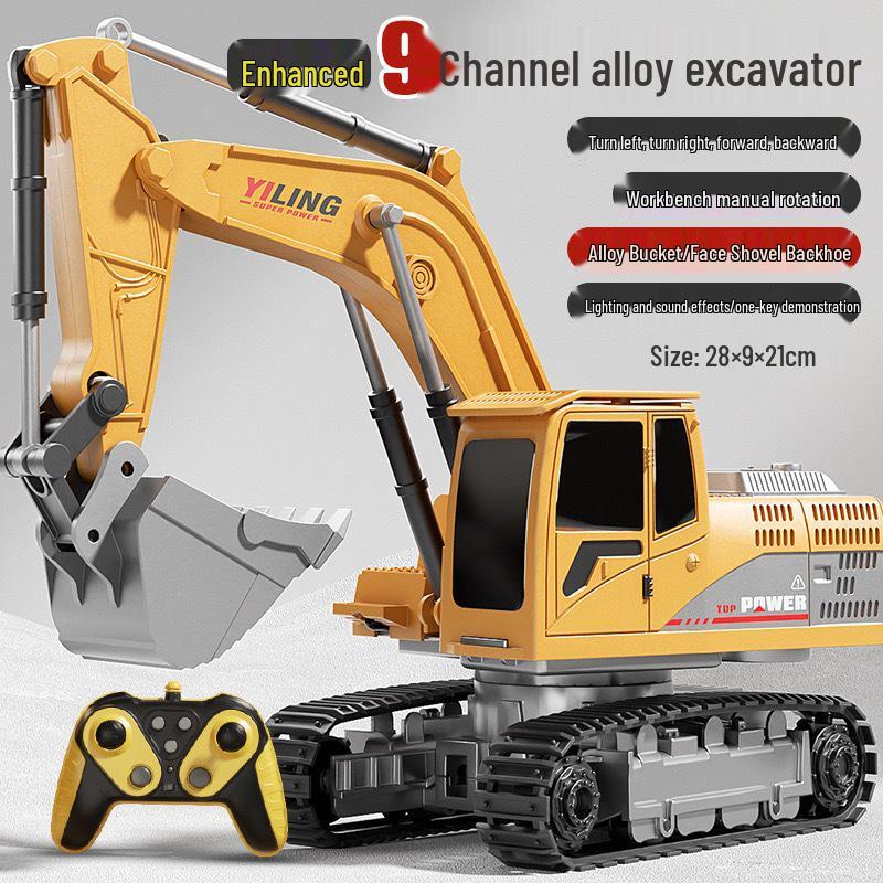 Alloy Remote Control Excavator Digger Vehicle Toy Bulldozer for Kids - Free Shipping