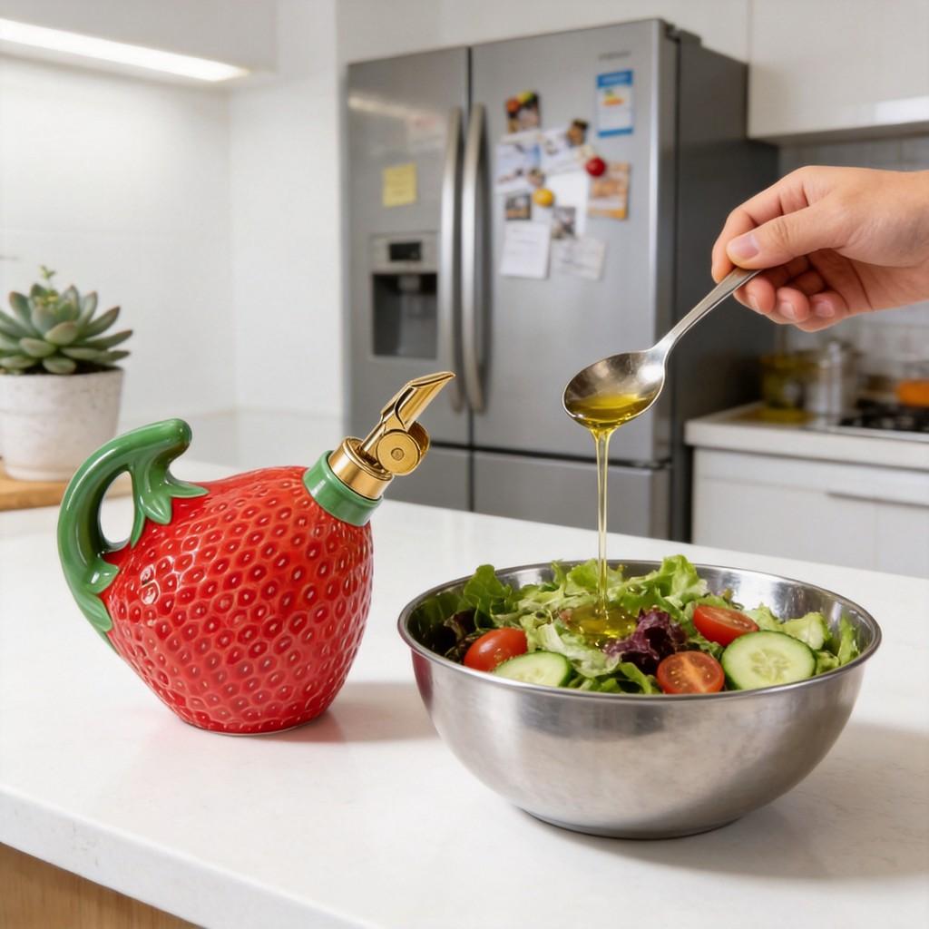 Ceramic Strawberry Oil And Vinegar Dispenser With Creative Kitchen Decor For Home Chefs