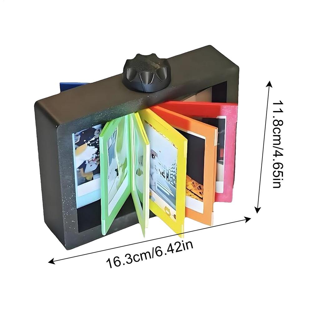 Photo Frame Rotating Photo Album 360 Degree Hand Crank Turning Ornaments Table Decoration 12-Card Holder For Home Fathers Day