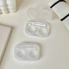 Contact Lens Box Portable Transparent Cosmetic Contact Lenses Soak Container Box Girls Travel Contact Lens Case with Tweezers