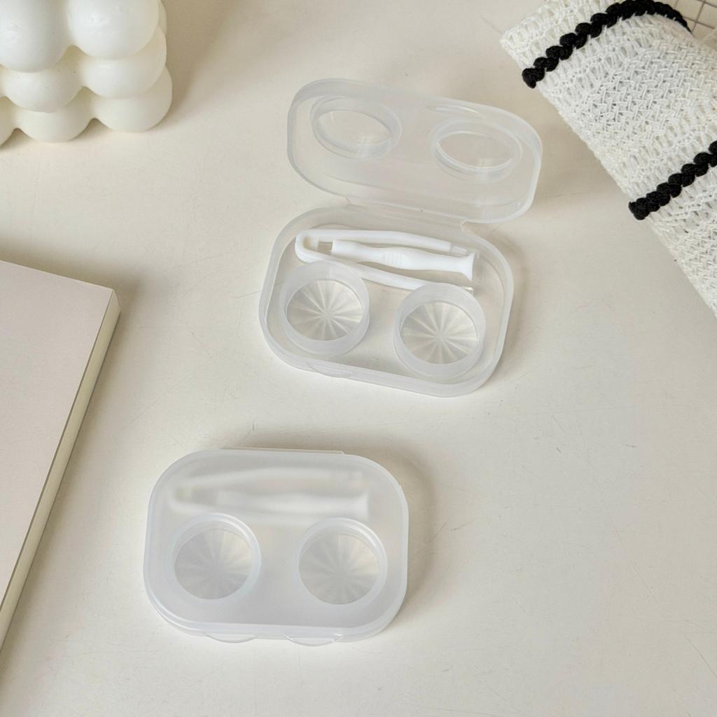 Contact Lens Box Portable Transparent Cosmetic Contact Lenses Soak Container Box Girls Travel Contact Lens Case with Tweezers