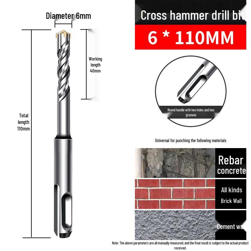 

Four-Groove Alloy Rotary Drill Bit for Hammer Drills: Round and Square Shank for Concrete Wall Penetration