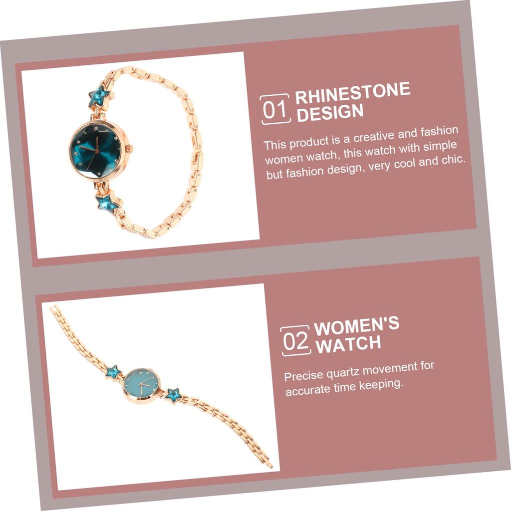 WOFASHPURET Women's Quartz Watch, Star Pattern, Blue, Red, Bracelet