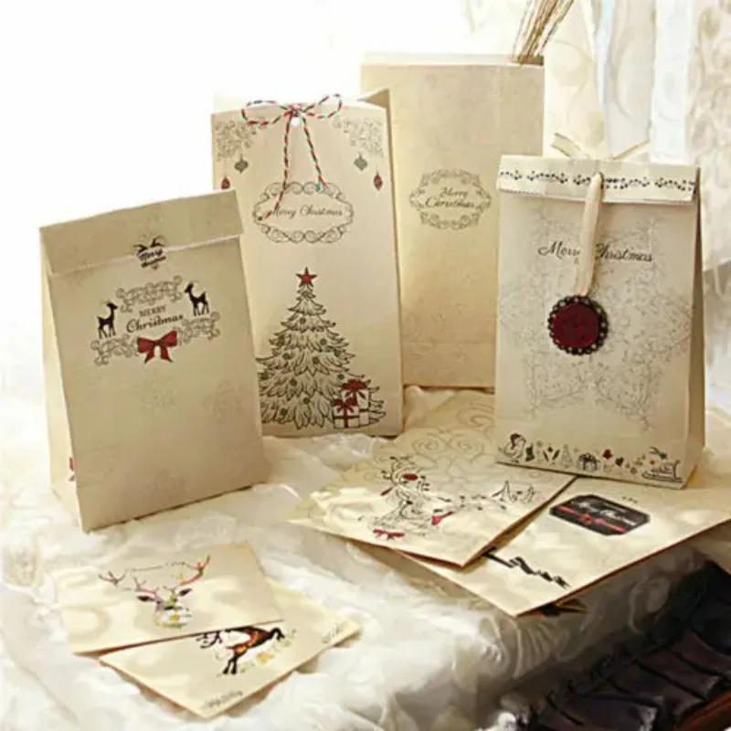 

Holiday Cookies Present Gift Kraft Paper Bag Luxury Wedding Bag 10 PCs Party Random style Designs Vintage Style Paper Random 10 pcs