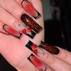 Valentine's Day Leopard Print Black French Edge Cherry Rhinestone 24-Piece Wearable Nails