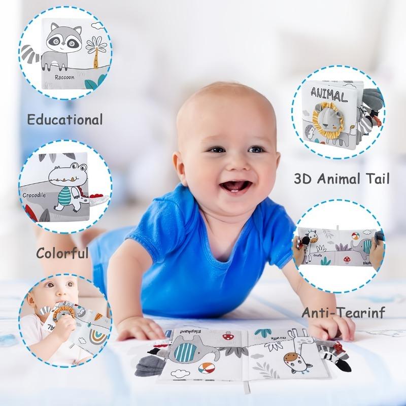 3D Tactile High-Contrast Baby Book | Suitable for Infants and Toddlers, Hangable in Car or Crib, Polyester Material, Mixed Colors - Sungdogin