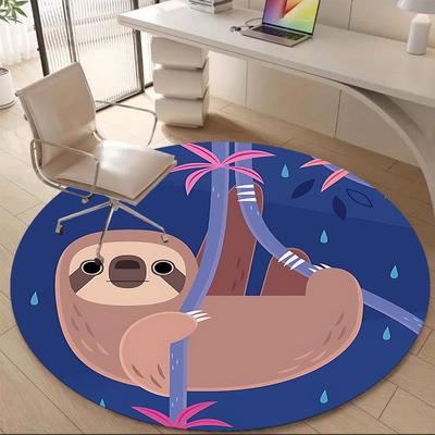 1pc Sloth Rainforest Office Round Area Rug, Under Office Chairs Bedroom Living Room Home Decor, Room Deco