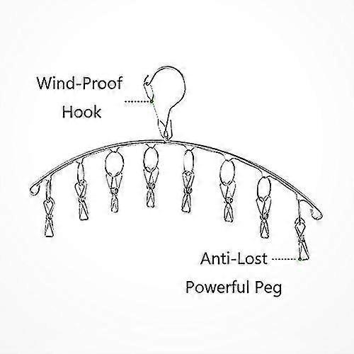 2 Pack Stainless Steel Laundry Drying Rack Clothes Hanger With 10 Clips
