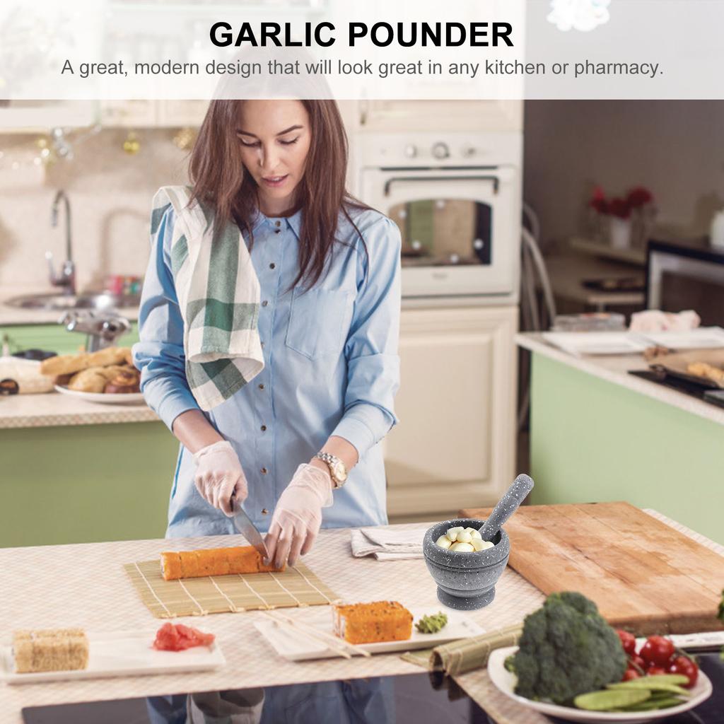 Garlic Press Grinder Pp Plastic Pestle Bowl Set For Spice Herb Crushing Kitchen Tools Garlic Pounder Easy Clean Modern