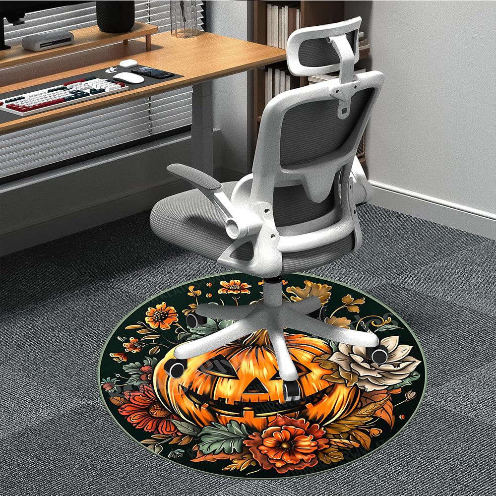 

1pc Halloween Pumpkin Decor Chair Carpet for Office Non-Slip, Machine Washable Rug for Office, Room - Polyester, Machine Made yy251029191 80cm by 80cm