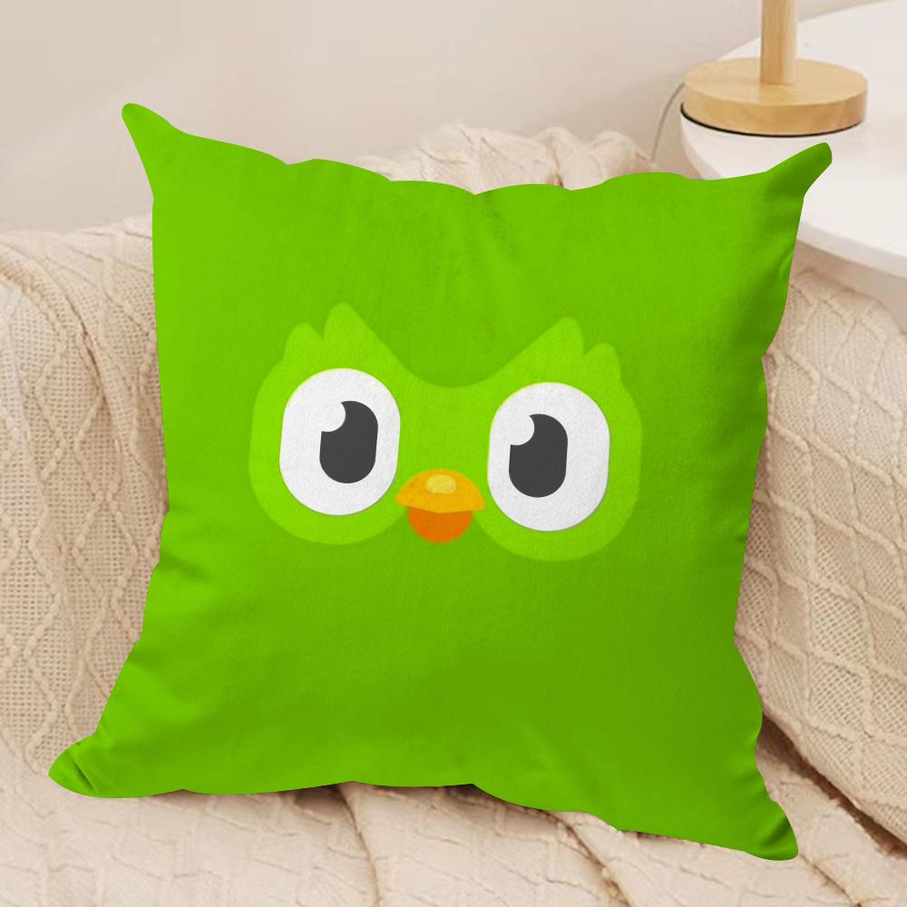 Cute DDuolingos Cushion Cover Silky Short Plush Sofa Pillow Cover Hidden Zipper Soft Dustproof Case for Home Decor