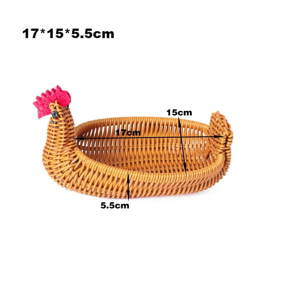 Retro Woven Animal Style Storage Rattan Woven Tea Tray  Restaurant Serving Tabletop Display
