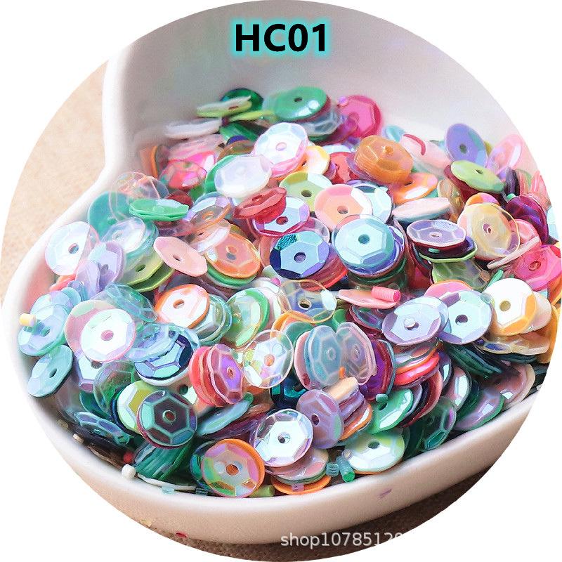 Paetês Côncavos Redondos AB Iridescentes de 6mm - Peças Curvas Brilhantes para Acessórios de Roupa e Joias DIY