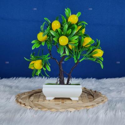 1 יחידה פרח בונסאי לימון מלאכותי עם עציץ מעוצב | מראה מציאותי - ללא תחזוקה | צמחים קטנים לעיצוב הבית החדש ביותר