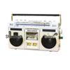 Silver Dual Speaker Bluetooth Stereo Cassette Recorder with Radio and Music Playback