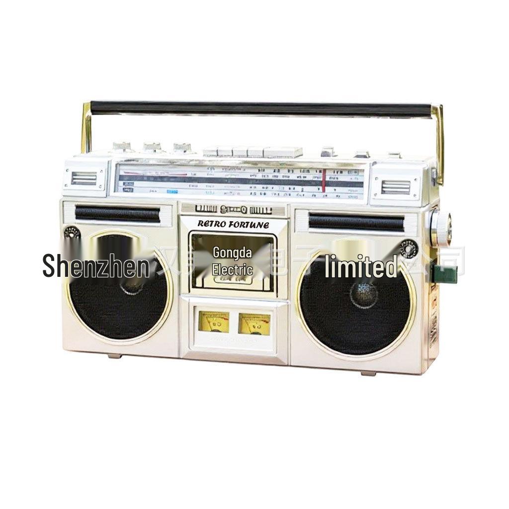 Silver Dual Speaker Bluetooth Stereo Cassette Recorder with Radio and Music Playback