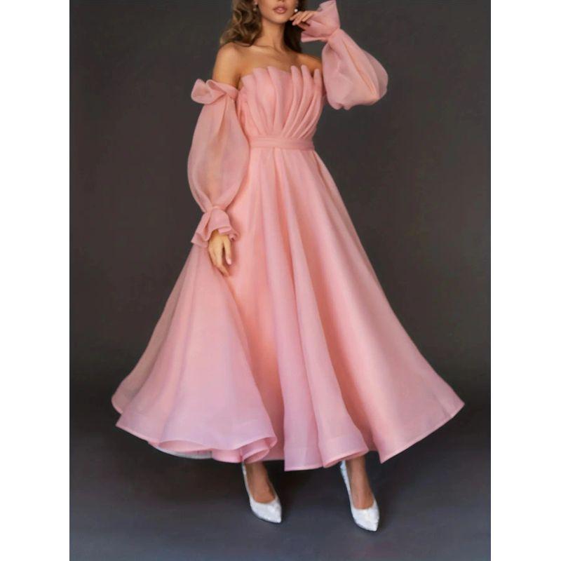 

Женская одежда больших размеров Европейское и американское платье с рукавом реглан однотонное для вечеринки вечернее платье платье для вечеринки вечернее платье Pink M