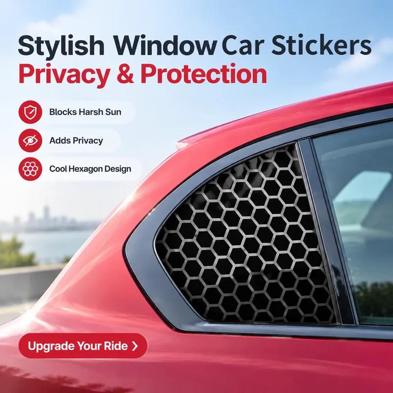 Car Window Decal Stickers for Truck SUV 75x50cm Honeycomb Hexagon Car Side Rear Windows Sun Shade Film Matte Vinyl Sticker