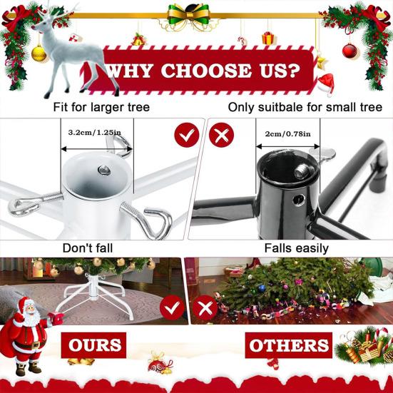 Metal Christmas Tree Stand Universal Folding Xmas Tree Base Replacement Artificial Tree Stand Fits 0.75-1.25inch Pole