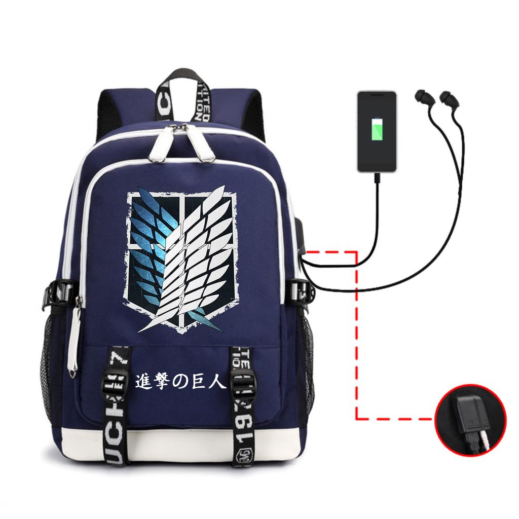 Anime Backpack Outdoor Male And Female Students Headphones Schoolbag Usb Backpack