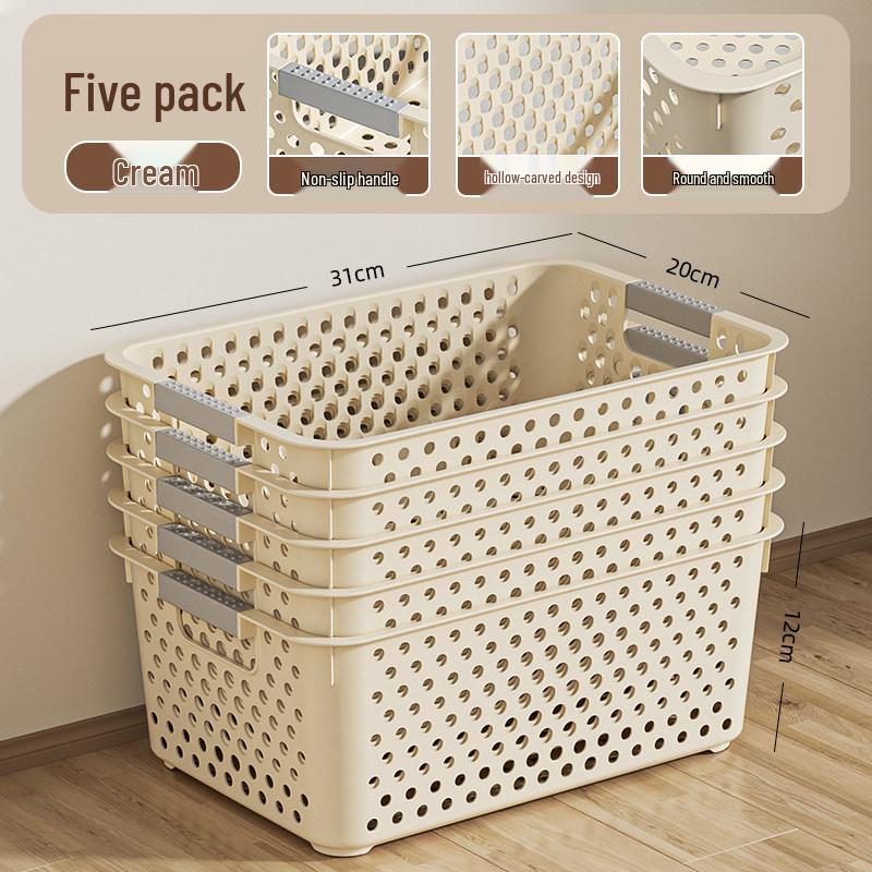 Japanese-Style Snack & Sundries Organizer: Large Plastic Basket for Kitchen, Cabinet, or Desktop Storage.