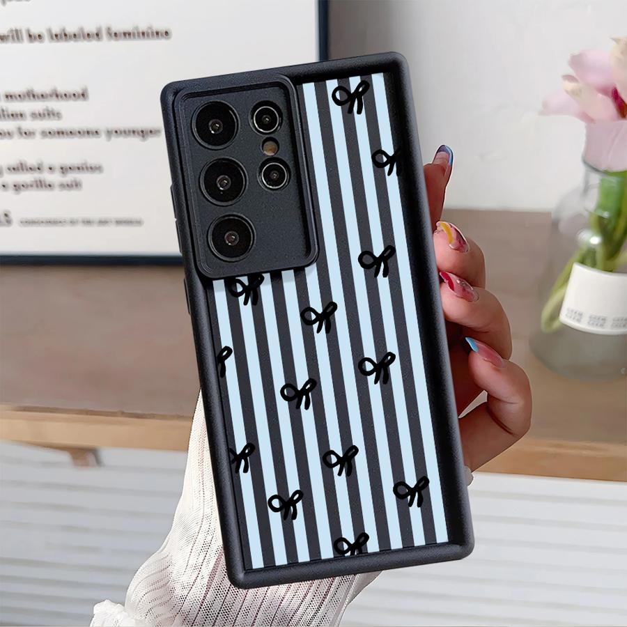 Case for Samsung Galaxy S26 Ultra S24 Plus S25 S25 Edge S22 S23 FE S21 S20FE S24Ultra Phone Cover Fashion Striped Bow