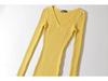 2026 American Hot Girl Rib Knit V-Neck Bodycon Sweater Dress with Slim Fit and Split Hem