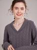 European Women's V-Neck Cashmere Knit Sweater - Thick, Versatile, Short Base Layer